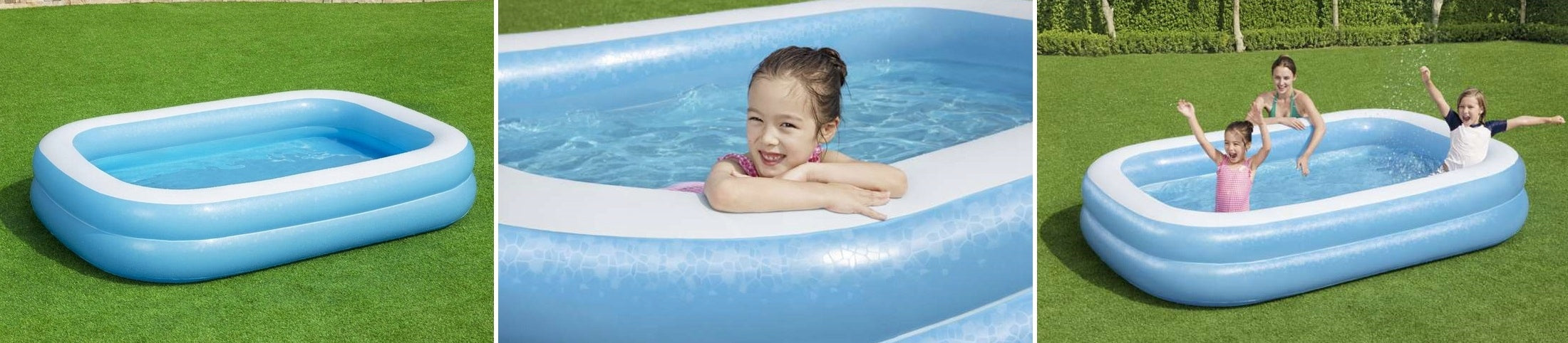 INFLATABLE GARDEN POOL LARGE FAMILY FOR CHILDREN 200x150 BLUE 450L Packaging status original