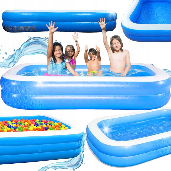 INFLATABLE GARDEN POOL LARGE FAMILY FOR CHILDREN 200x150 BLUE 450L Series Basen