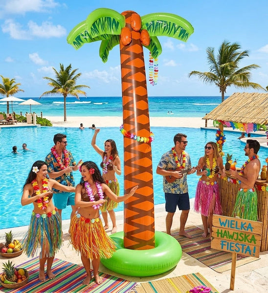 INFLATABLE HAWAIIAN LARGE COCONUT PALM 180CM HAWAII SUMMER HOLIDAY Color brown