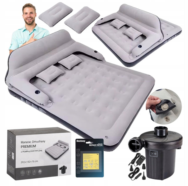 INFLATABLE MATTRESS 2-PERSON QUEEN SIZE BACKREST PUMP PATCH