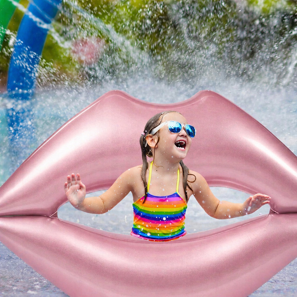INFLATABLE MATTRESS FOR SWIMMING Mouth Deckchair Giant Pink 180x120 cm Brand no brand