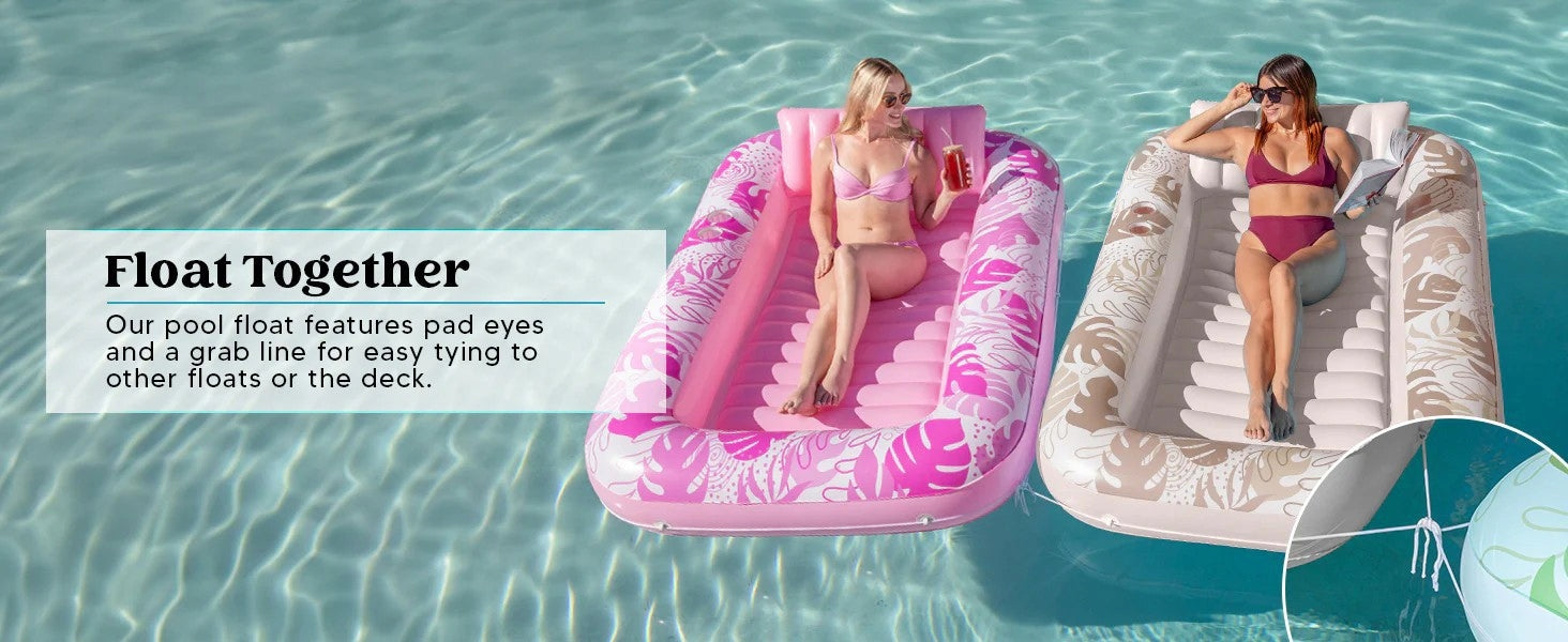 INFLATABLE MATTRESS FOR SWIMMING, SUN LOUNGER WITH PILLOW PINK Brand no brand
