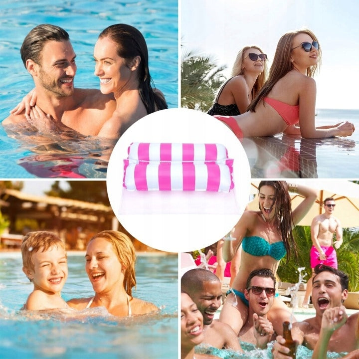INFLATABLE MATTRESS FOR SWIMMING WATER FOR ADULTS WATER HAMMOCK WITH MESH SUN LOUNGER Manufacturer code HAMAK DO WODY ANMAXO ROZOWY
