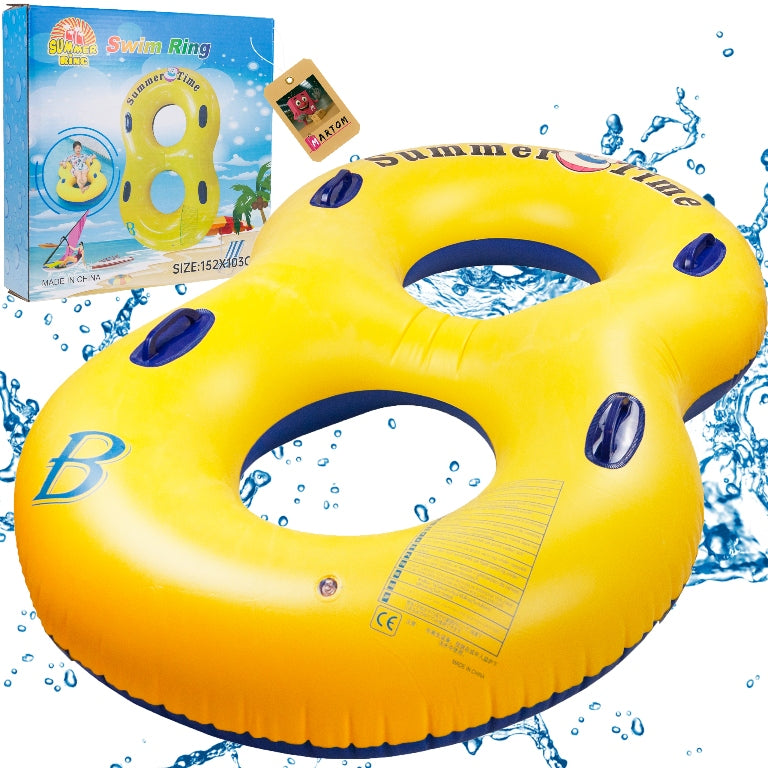 INFLATABLE PONTOON DOUBLE WHEEL FOR COUPLE WITH HANDLES LARGE FOR 2 PEOPLE