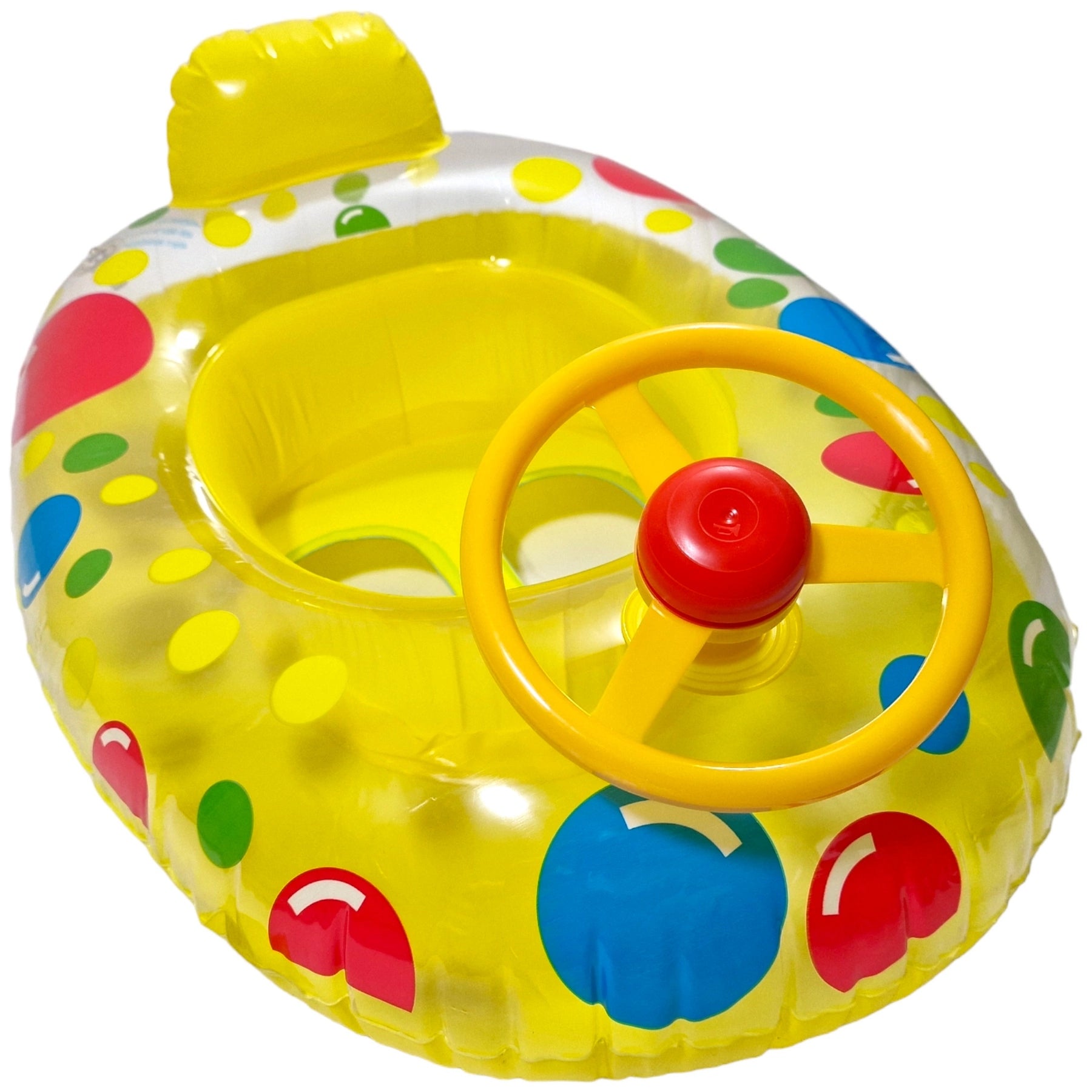 INFLATABLE PONTOON FOR CHILDREN AUTO HORN STEERING WHEEL VEHICLE BOAT SEAT Color yellow