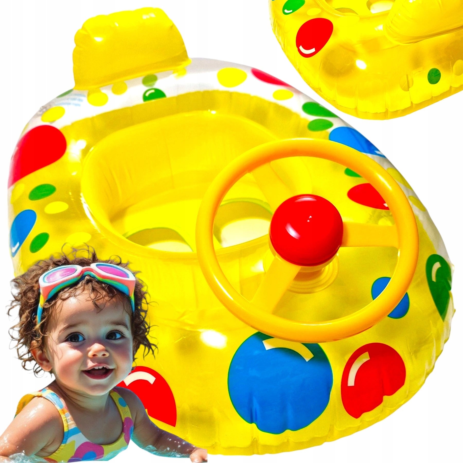 INFLATABLE PONTOON FOR CHILDREN AUTO HORN STEERING WHEEL VEHICLE BOAT SEAT Packaging status original