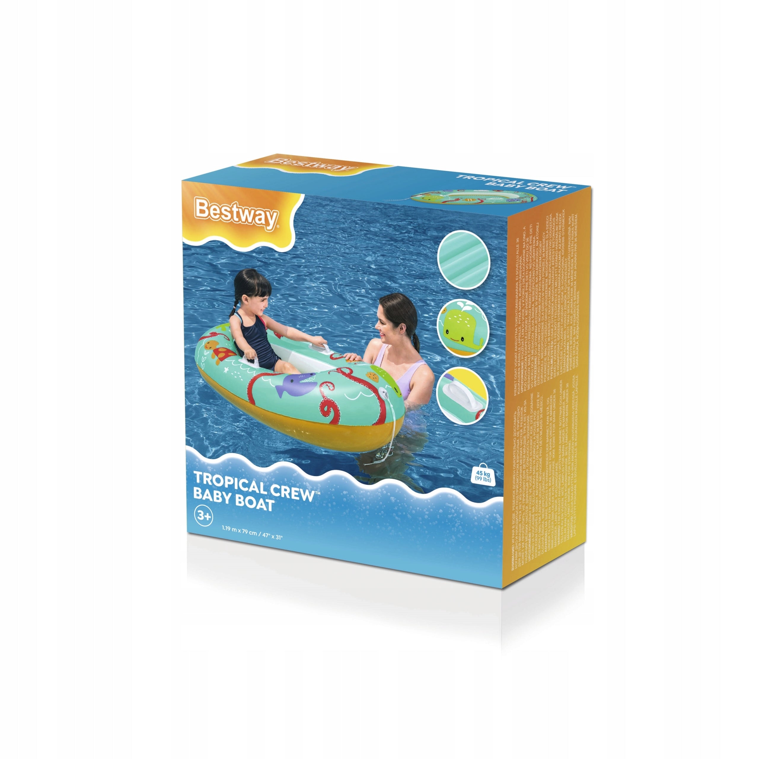 INFLATABLE PONTOON FOR CHILDREN MATTRESS BOAT 119x79 BESTWAY Color green
