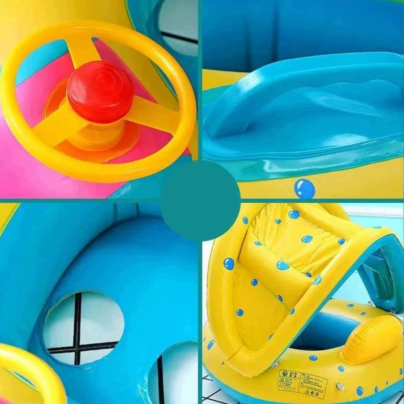 INFLATABLE PONTOON FOR KIDS WITH VISOR SWIMMING WHEEL BOAT FOR KIDS Manufacturer code DMUCHANY PONTON DLA DZIECI Z DASZKIEM