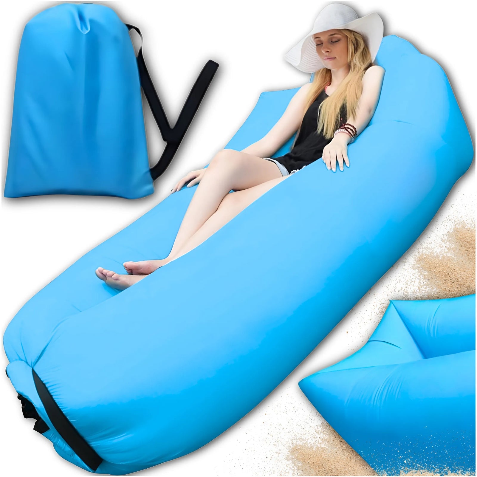 INFLATABLE SOFA BED LAZY BAG AIR FOR BEACHES ARMCHAIR MATTRESS LOUNGER XXL