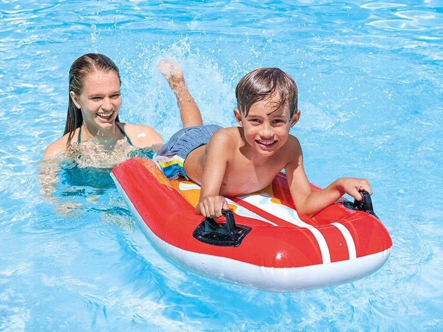 INFLATABLE SWIMMING BOARD FOR KIDS WITH POOL HOLDERS BEACH RED Color multicolor