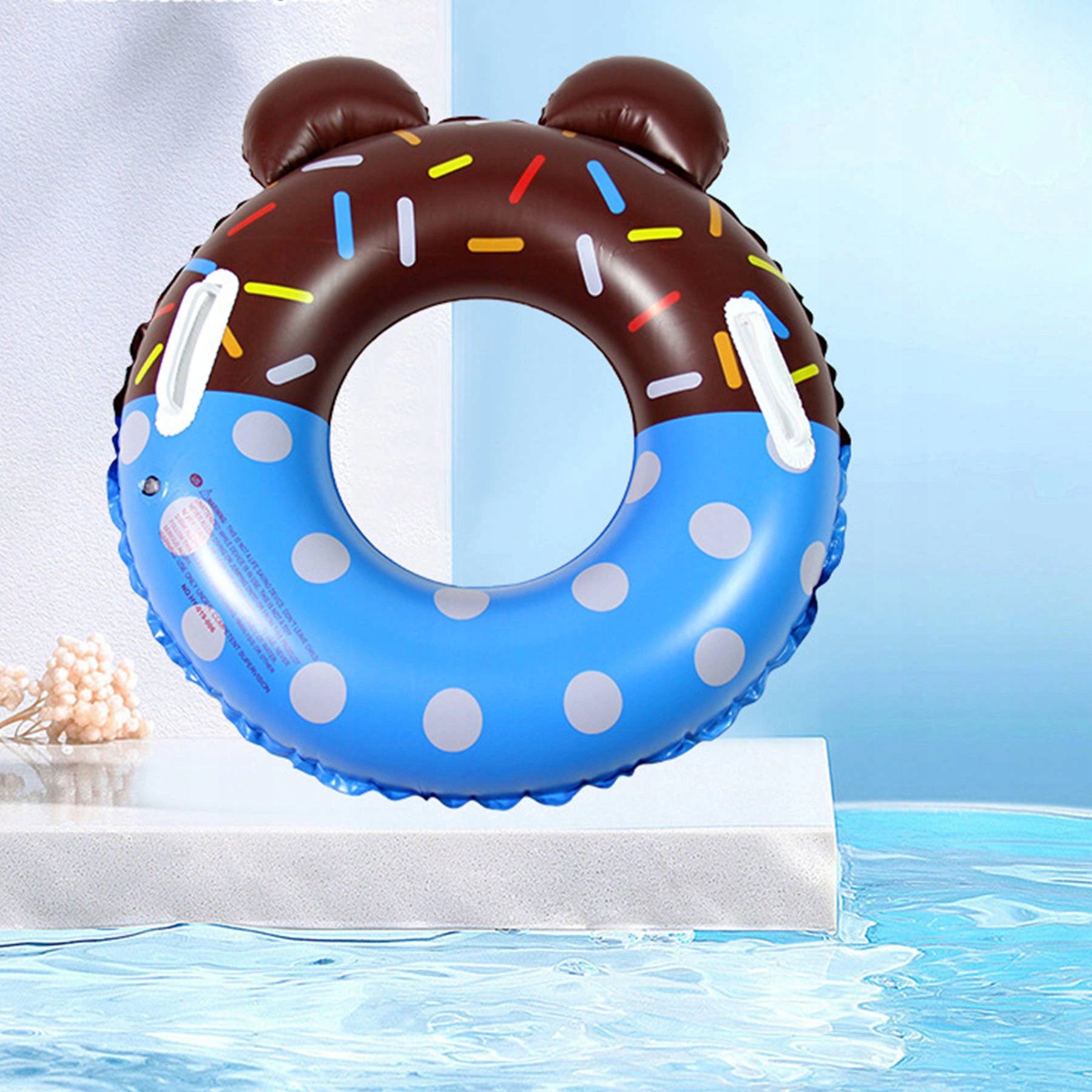 INFLATABLE SWIMMING WHEEL FOR CHILDREN COLORFUL DONUT WITH HANDLES 60cm Brand Toys