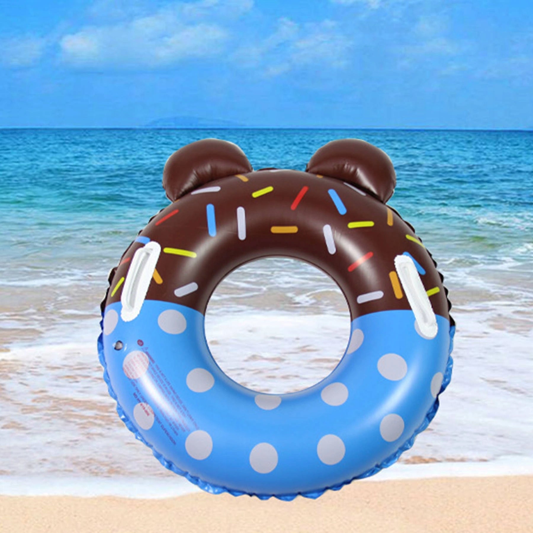 INFLATABLE SWIMMING WHEEL FOR CHILDREN COLORFUL DONUT WITH HANDLES 60cm Length 60 cm