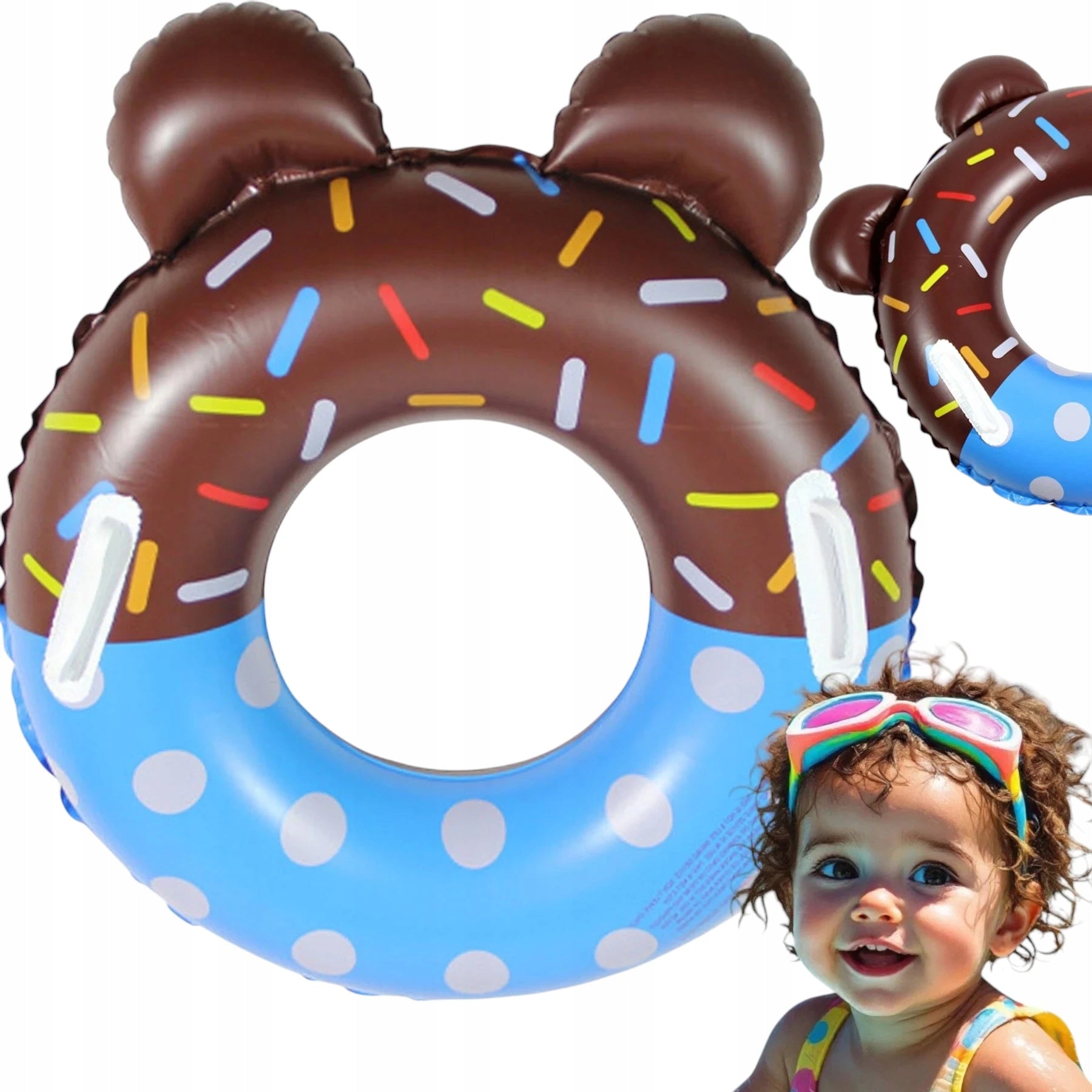 INFLATABLE SWIMMING WHEEL FOR CHILDREN COLORFUL DONUT WITH HANDLES 60cm Product width 60 cm