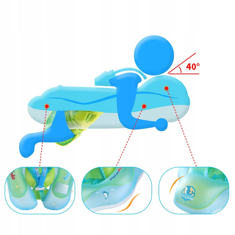 INFLATABLE SWIMMING WHEEL PONTOON FOR KIDS WITH BASEBALL CAP AND XL PUMP Brand Swimbobo