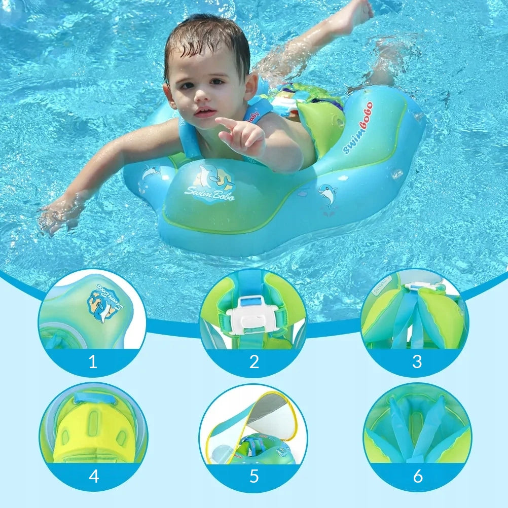 INFLATABLE SWIMMING WHEEL PONTOON FOR KIDS WITH BASEBALL CAP AND XL PUMP Color blue