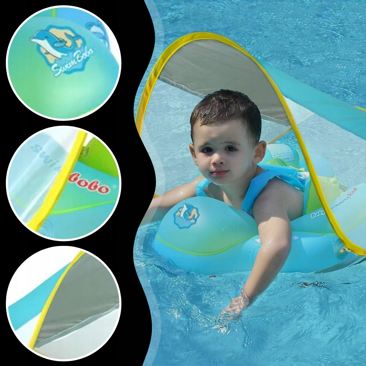 INFLATABLE SWIMMING WHEEL PONTOON FOR KIDS WITH BASEBALL CAP AND XL PUMP Length 59 cm