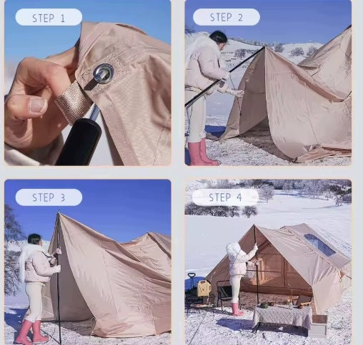 INFLATABLE TENT BEIGE GLAMPING 3x2m 3-5 PEOPLE HIGH 2m + PUMP Manufacturer code Khaki 6.3AB-6