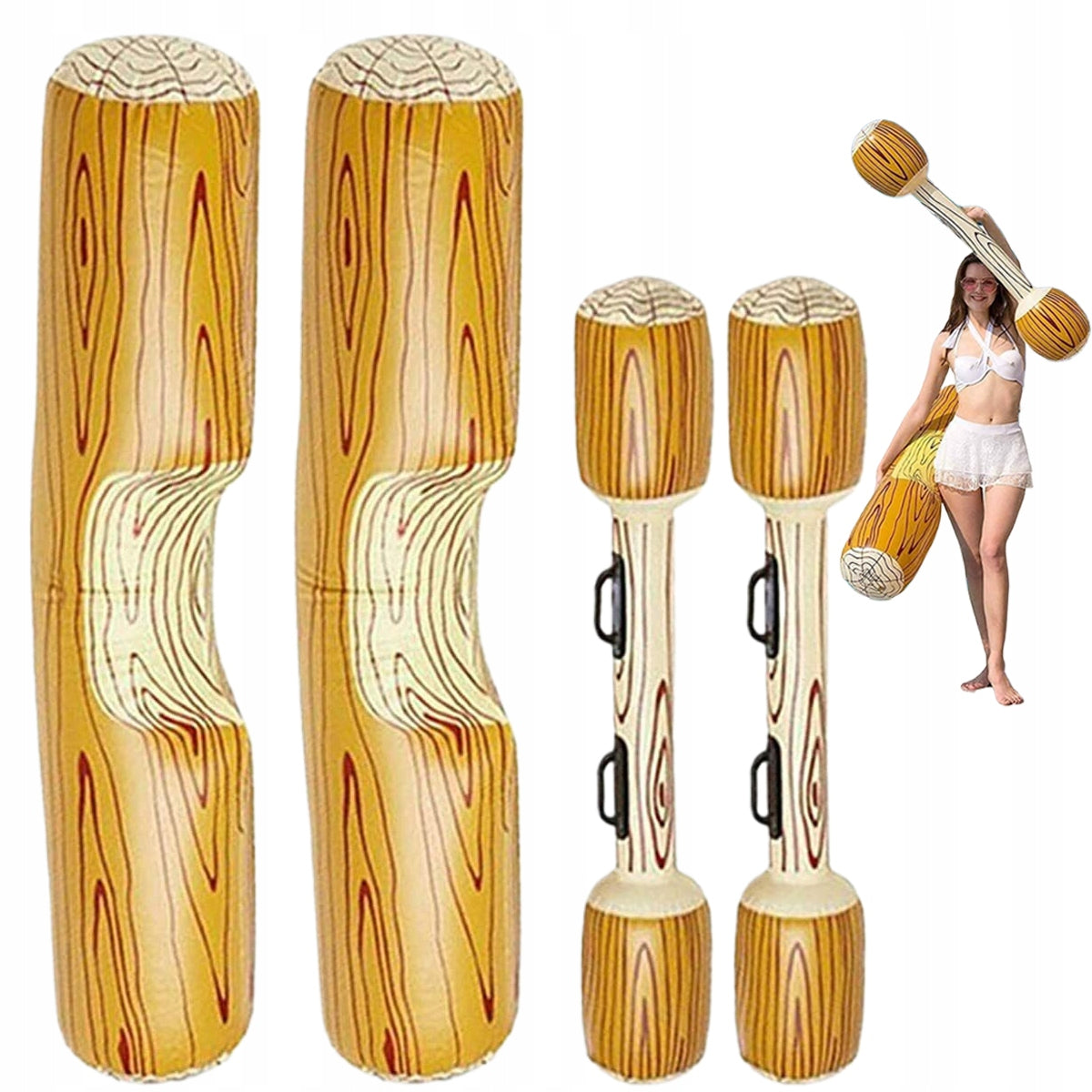 INFLATABLE TOYS WOOD PONTOON FOR KIDS POOL ADULT WITH PADDLES 4PCS