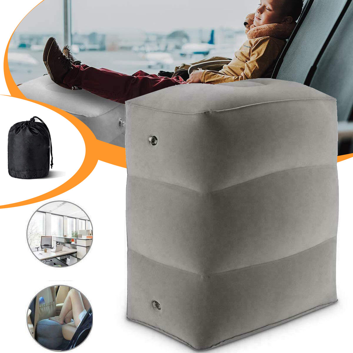 INFLATABLE TRAVEL FOOTREST, CHILDREN'S AIRPLANE BED FOR AIRPLANE