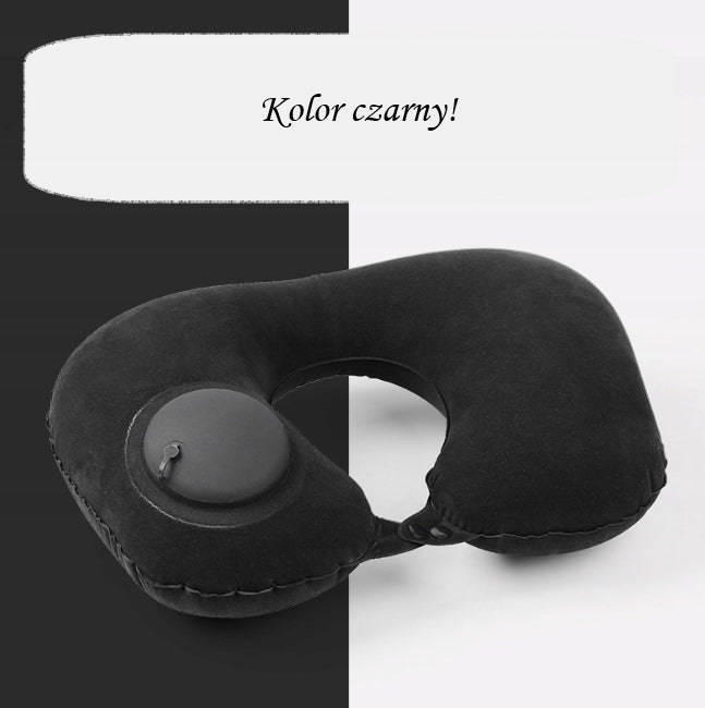 INFLATABLE TRAVEL PILLOW 40x28cm BLACK Color black