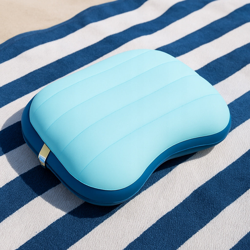INFLATABLE TRAVEL PILLOW PUMPED FOR SLEEPING Color blue
