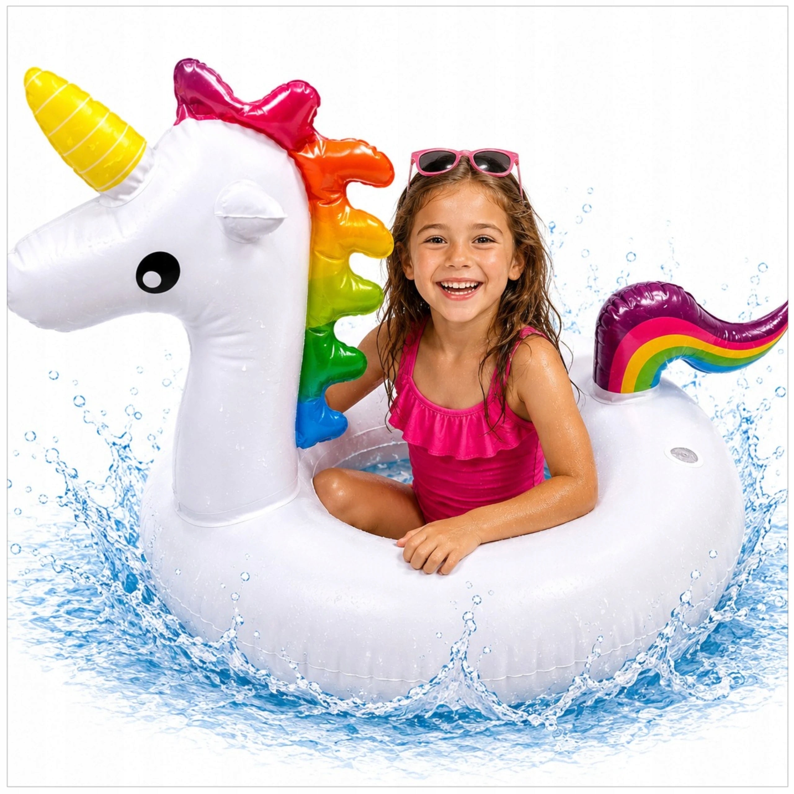 INFLATABLE UNICORN SWIMMING WHEEL FOR CHILDREN CIRCLE COLORFUL FOR SWIMMING POOL