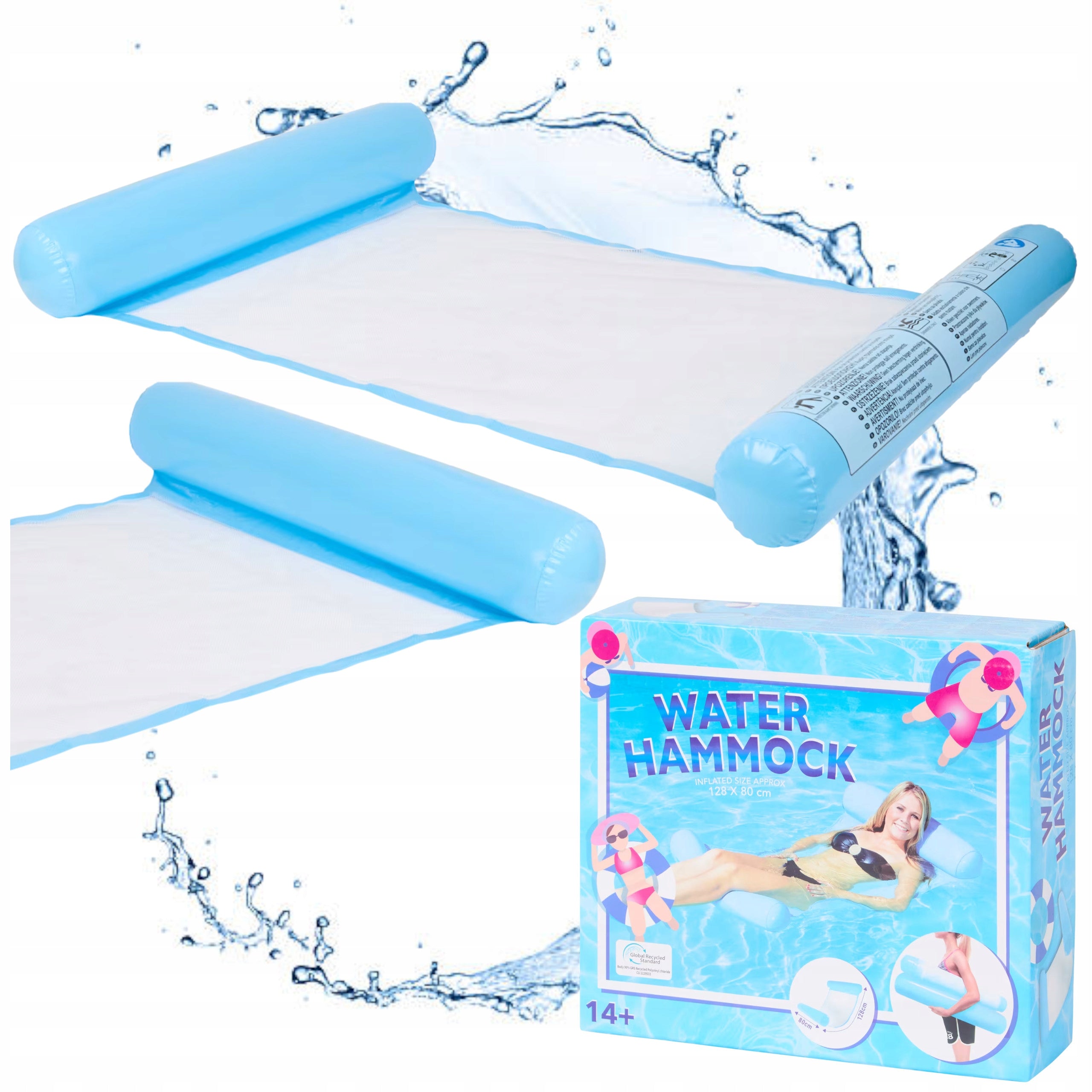 INFLATABLE WATER HAMMOCK MATTRESS LOUNGER POOL CHAIR STRONG COMFORTABLE SUMMER 128cm