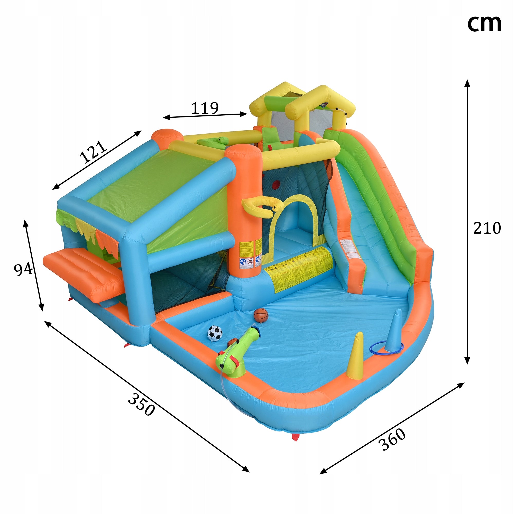 INFLATABLE WATER PARK FOR KIDS SLIDE OBSTACLE COURSE BLOWER CANNON Included house slide