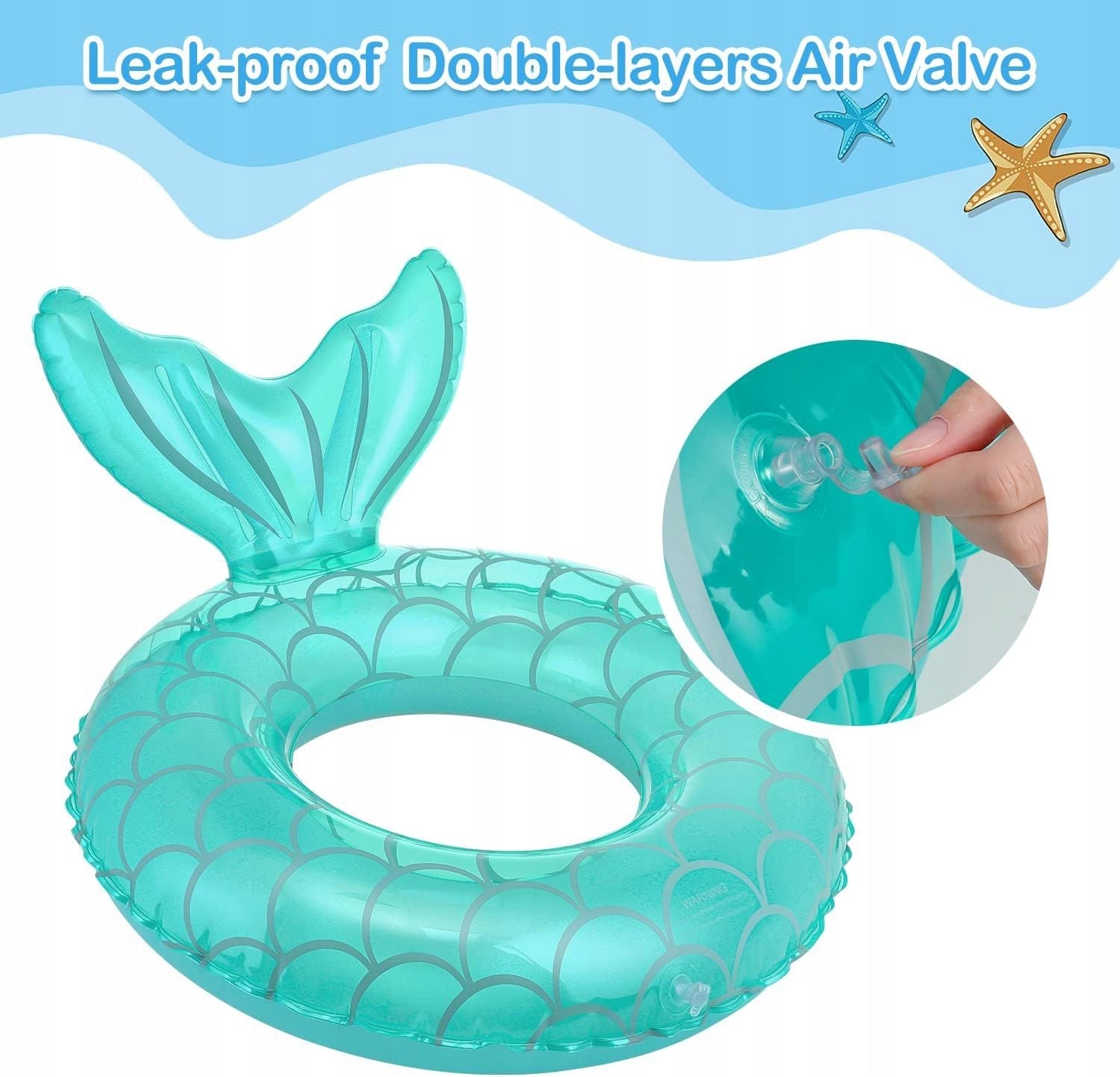 INFLATABLE WHEEL FOR SWIMMING FOR CHILDREN MATTRESS CIRCLE 60 cm MERMAID BLUE Brand no brand