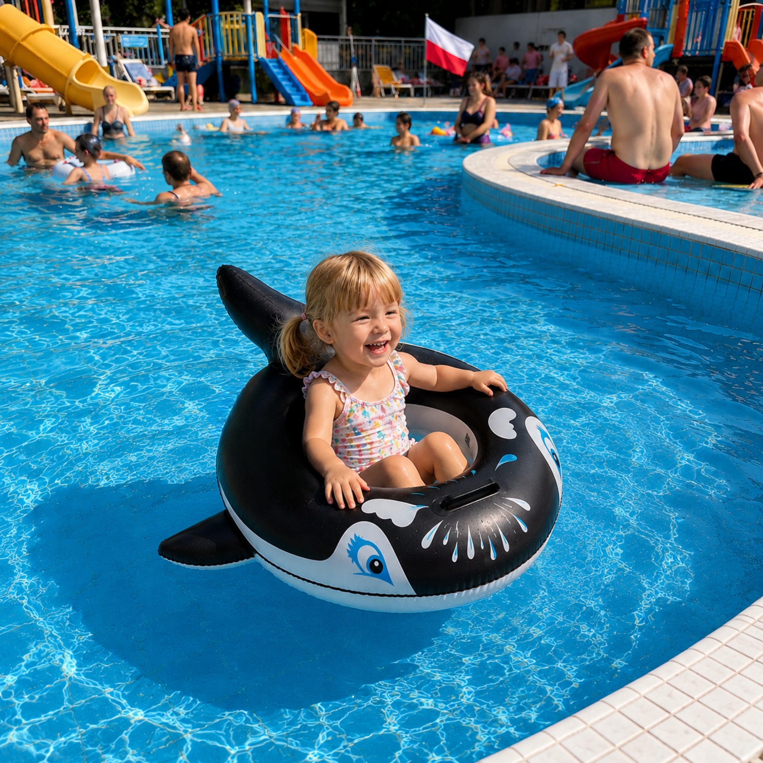 INFLATABLE WHEEL FOR SWIMMING POOL WATER WHEEL LARGE MATTRESS ORKA 70cm Packaging status original