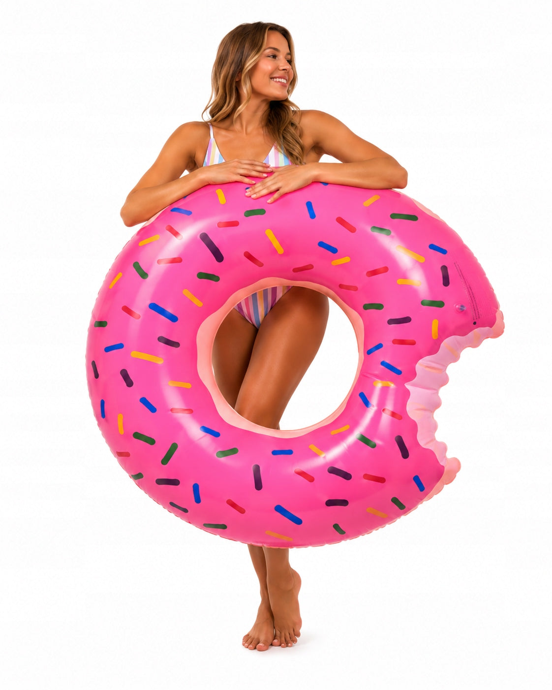 INFLATABLE WHEEL FOR SWIMMING WATER WHEEL LARGE MATTRESS DONUT 120cm PINK Packaging status original