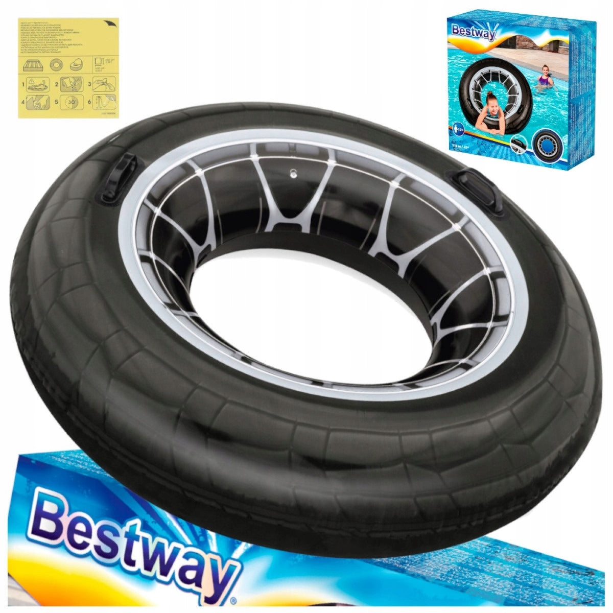 INFLATABLE WHEEL FOR SWIMMING WHEEL LARGE TIRE 119 CM BESTWAY 36102 FOR SWIMMING POOL