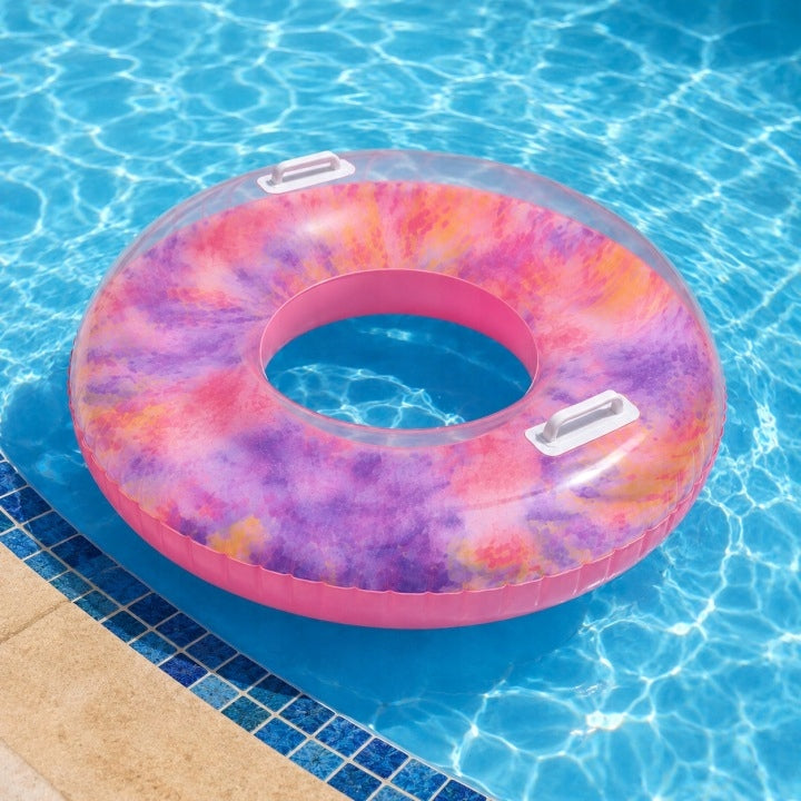 INFLATABLE WHEEL FOR SWIMMING XXL 110CM SWIMMING POOL BEACH HANDLES TIE DYE 90KG Brand Livarno