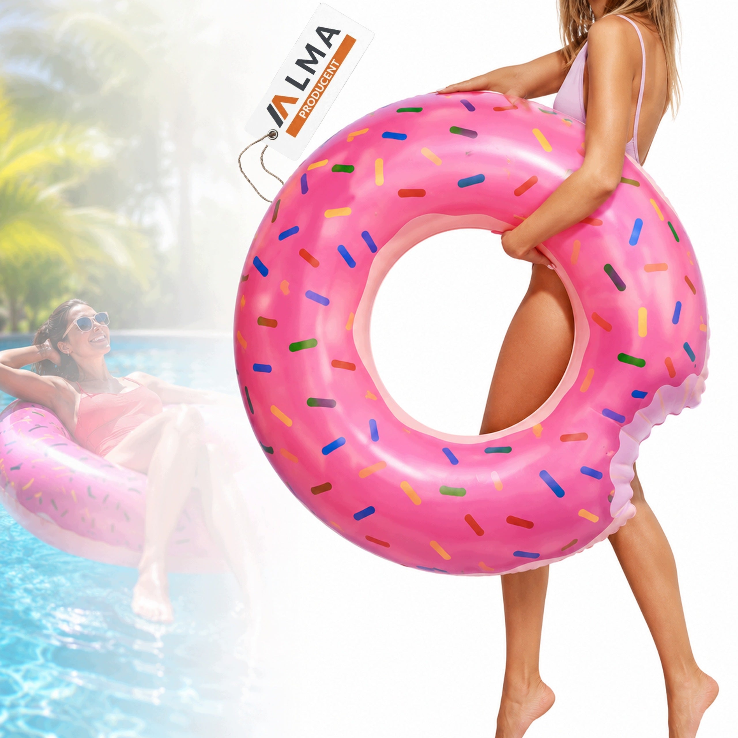 INFLATABLE WHEEL LARGE WATER MATTRESS FOR SWIMMING POOL DONUT CIRCLE 90cm XXL