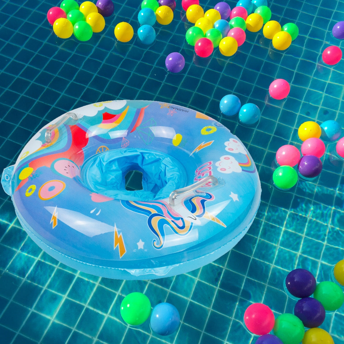 INFLATABLE WHEEL WITH SWIMMING SEAT CHILDREN'S CIRCLE BLUE CHILDREN Product width 50 cm