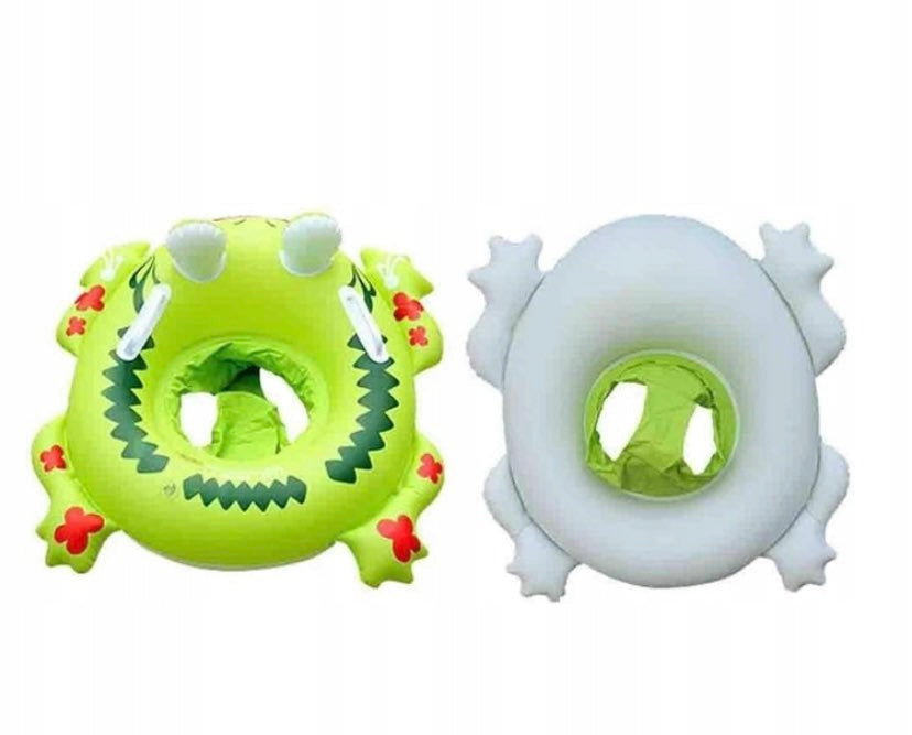 INFLATABLE WHEEL WITH SWIMMING SEAT MATTRESS WITH HANDLES FROG CHILDREN Manufacturer code materac żabka zielona
