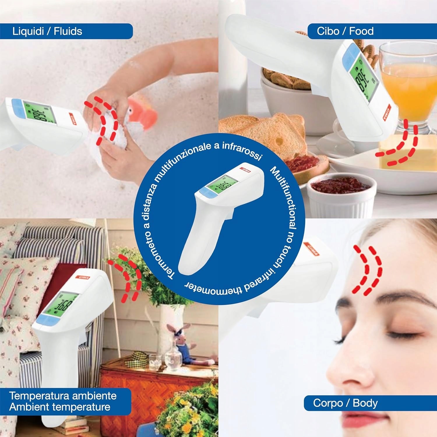 INFRARED NON-CONTACT THERMOMETER LCD 3IN1 GIMA TEMP Packaging status original