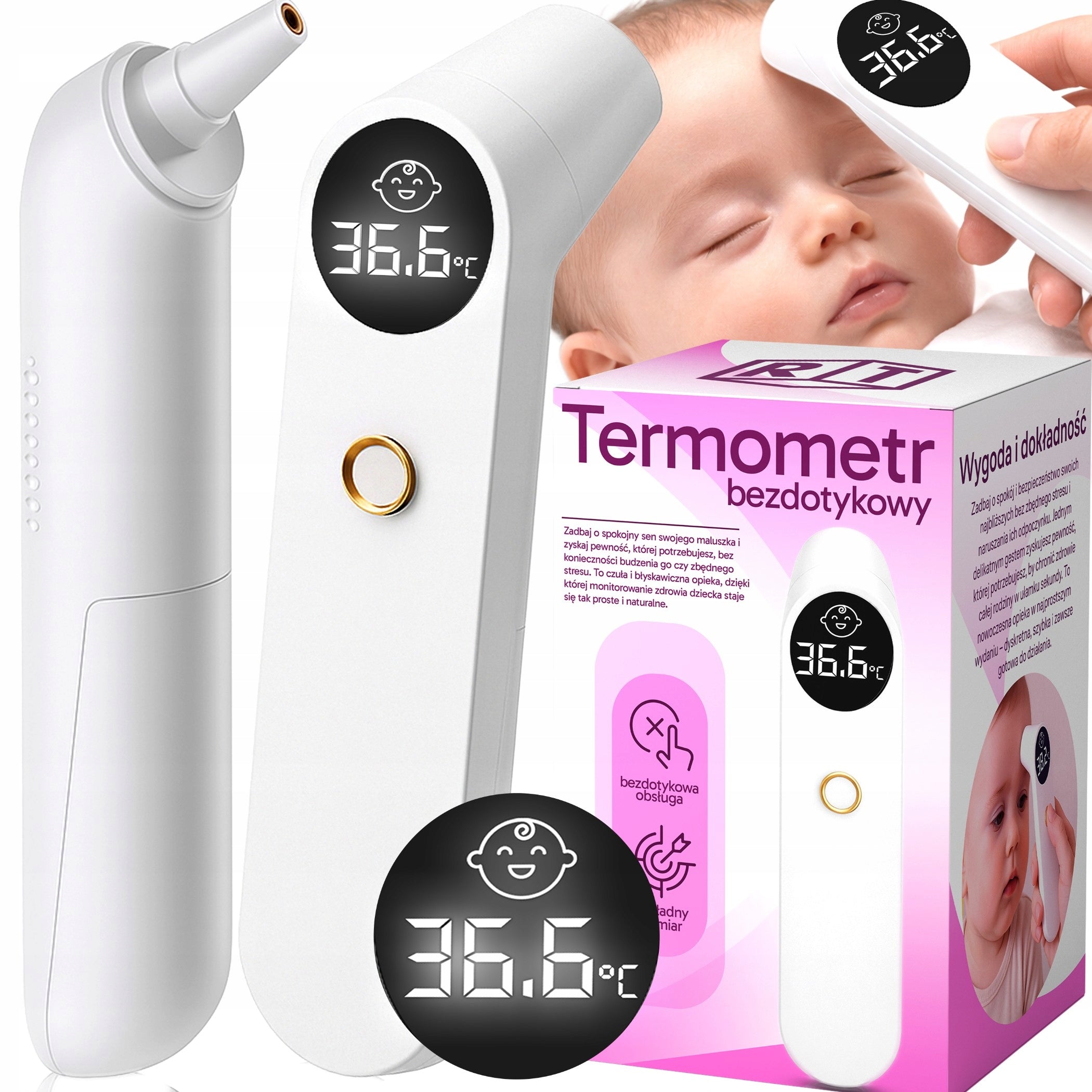 INFRARED NON-CONTACT THERMOMETER MEDICAL LCD ALARM FEVER FOR EAR CZ Packaging status original