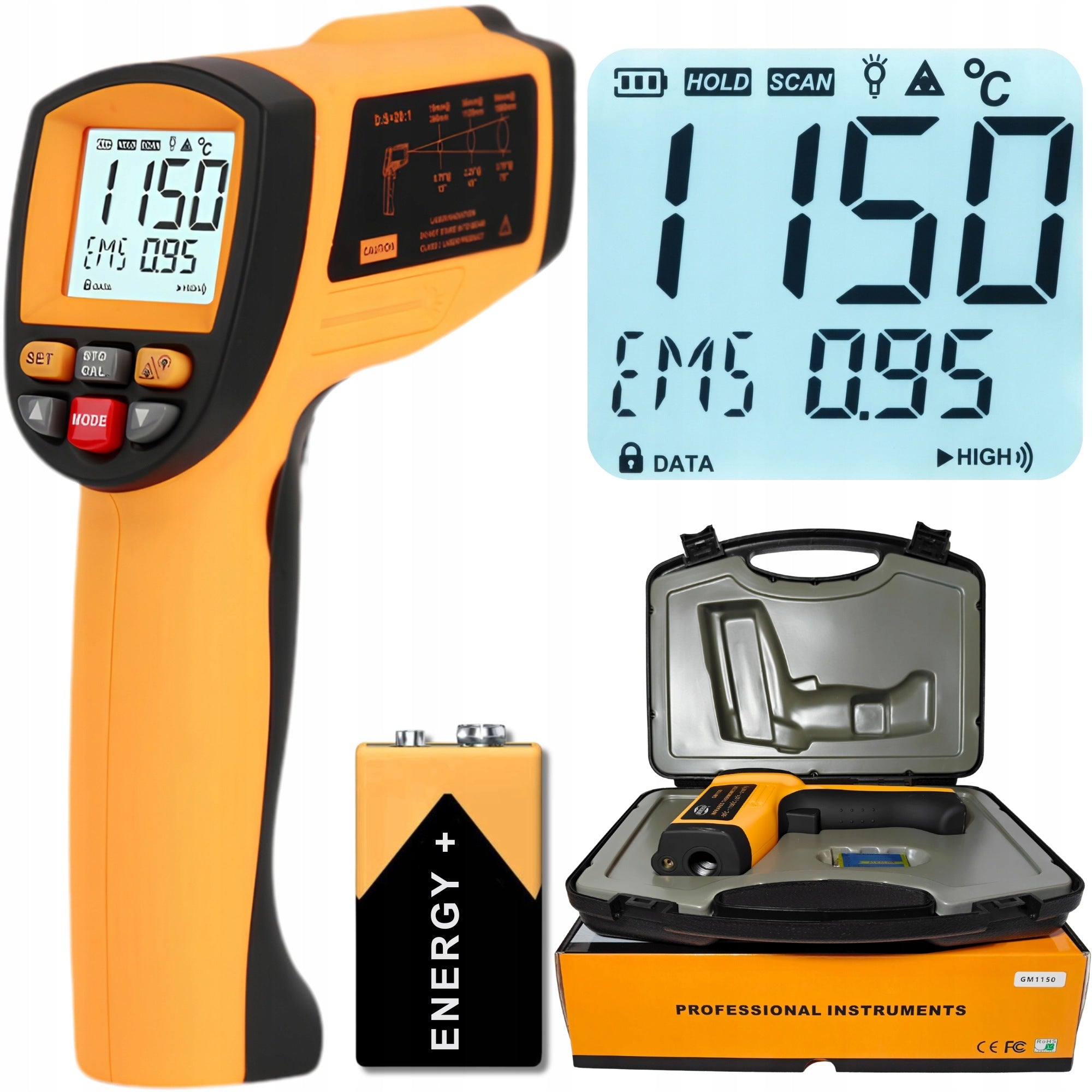 INFRARED PYROMETER NON-CONTACT INFRARED THERMOMETER FROM -30°C TO +1150°C