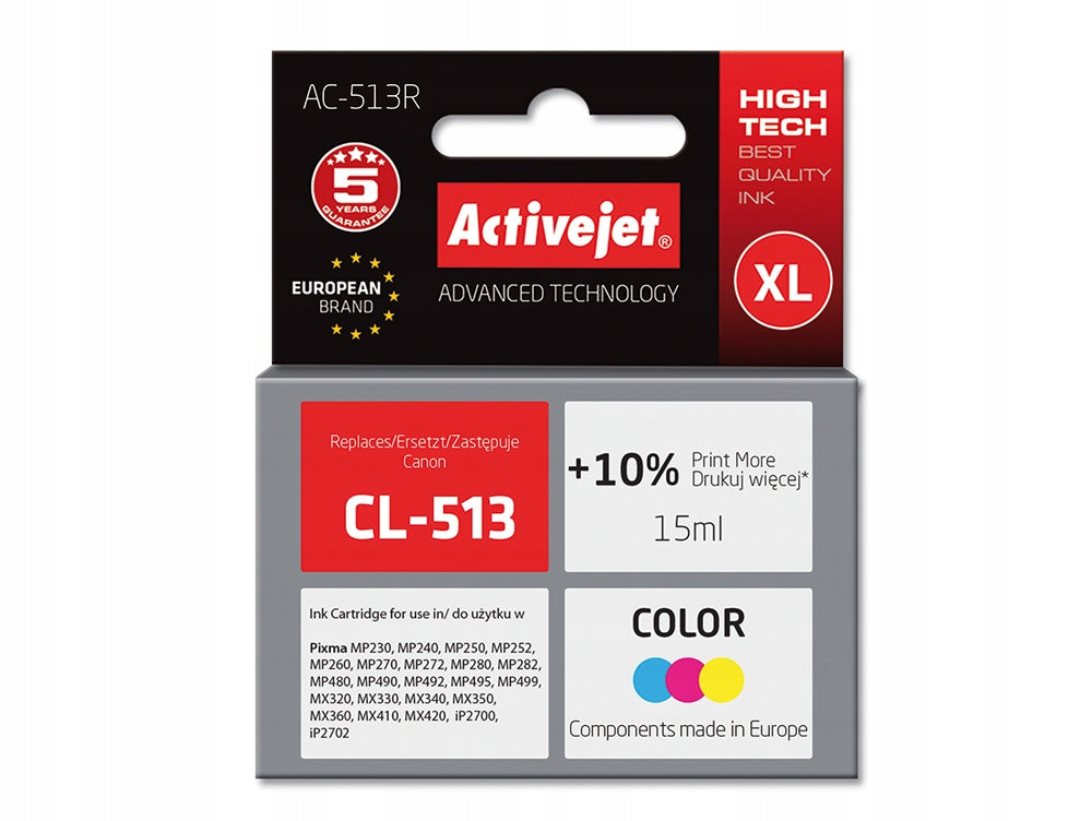 INK ACTIVEJET CL-513 CL513 TO CANON MP240 MP250 MP252 MP260 MP270 COLOR
