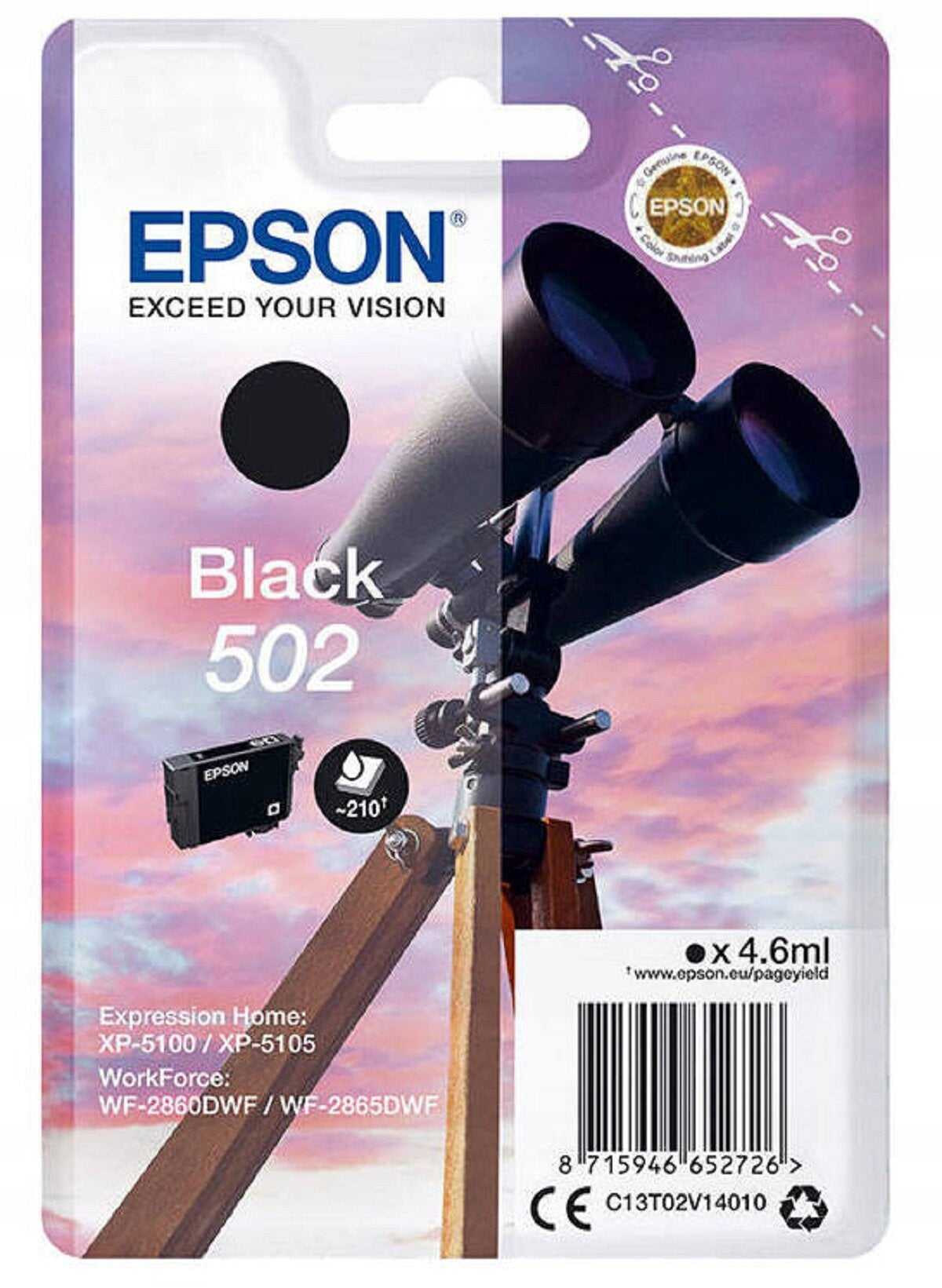 INK EPSON 502 BLACK XP-5100 XP-5115 WF-2860DWF C13T02V14010 ORG FV