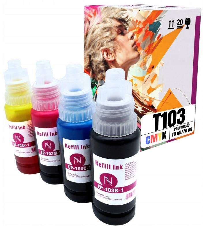 INK FOR EPSON 103 BK XL EcoTank L3151 L3160 SET