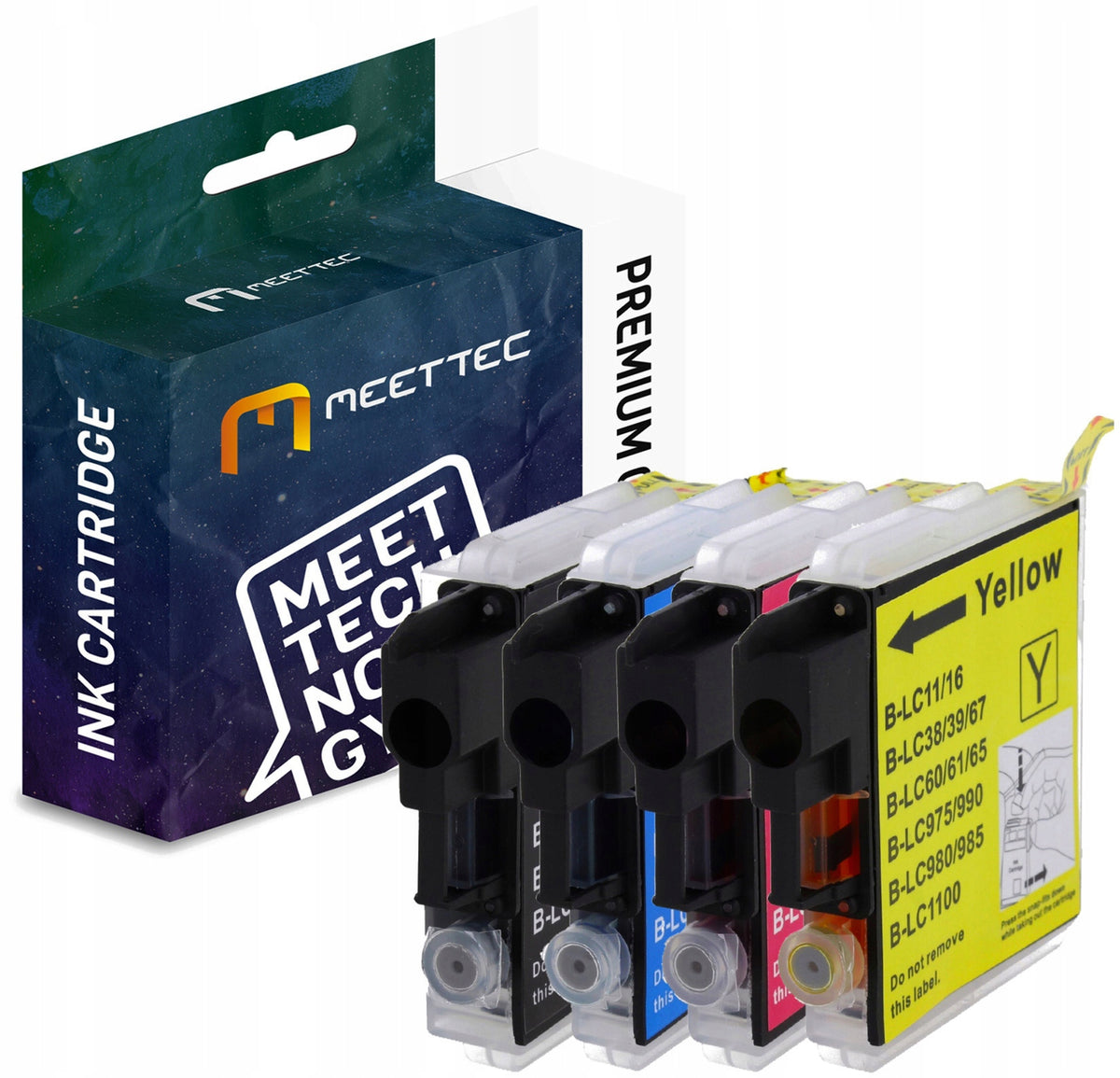 INK REPLACEMENT FOR BROTHER LC985/1100 LC1100 LC985 CMYK 4pack