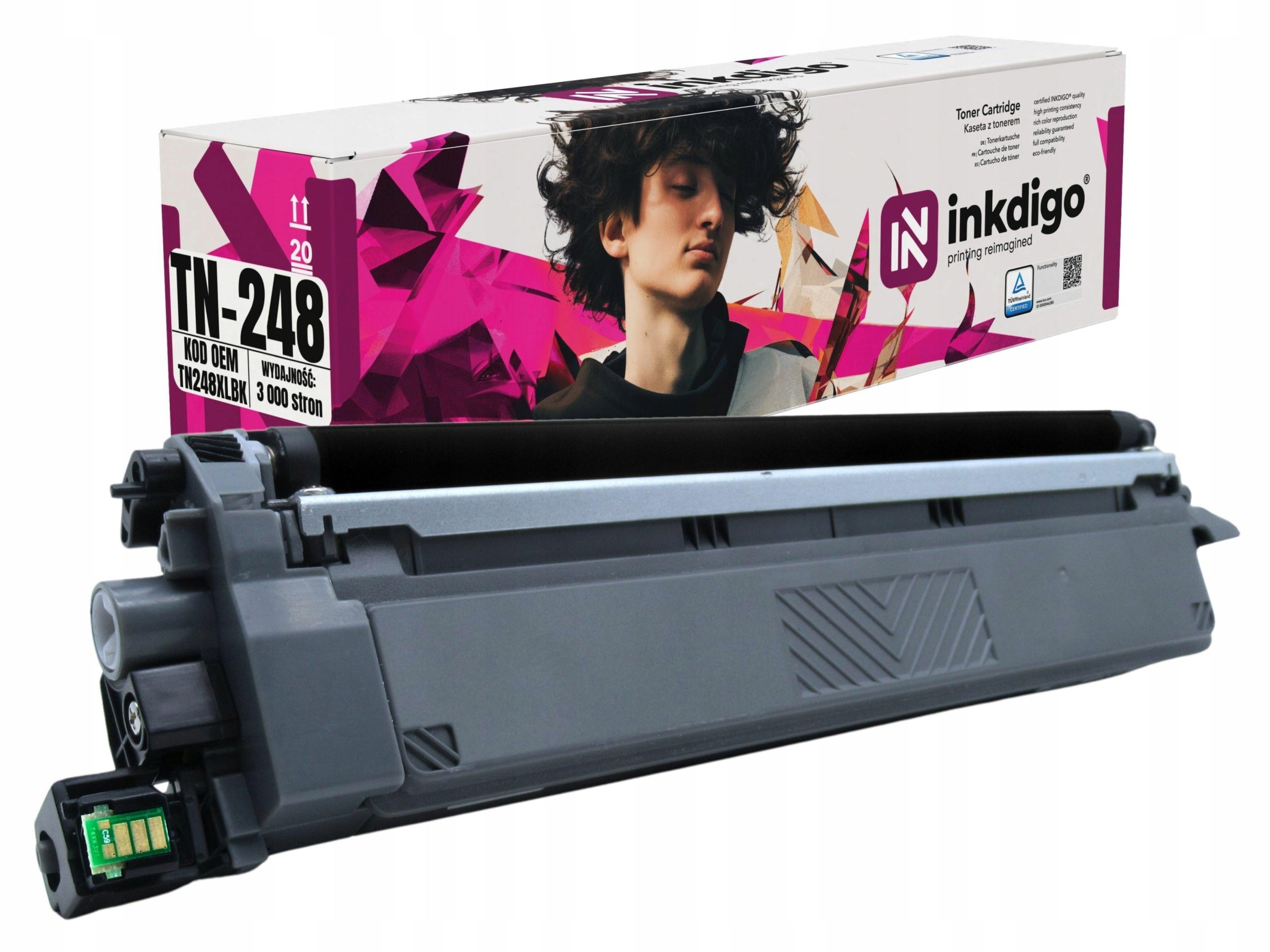 INKDIGO toner for BROTHER TN248XL 3K Black L3520 L3560 L3740 L3220 L3220 Manufacturer code TN248BK / TN-248BK XL / DCP-L3515