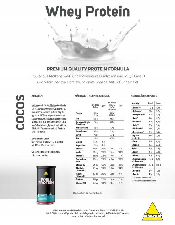 INKOSPOR Whey Protein 600g coconut Packaging status original