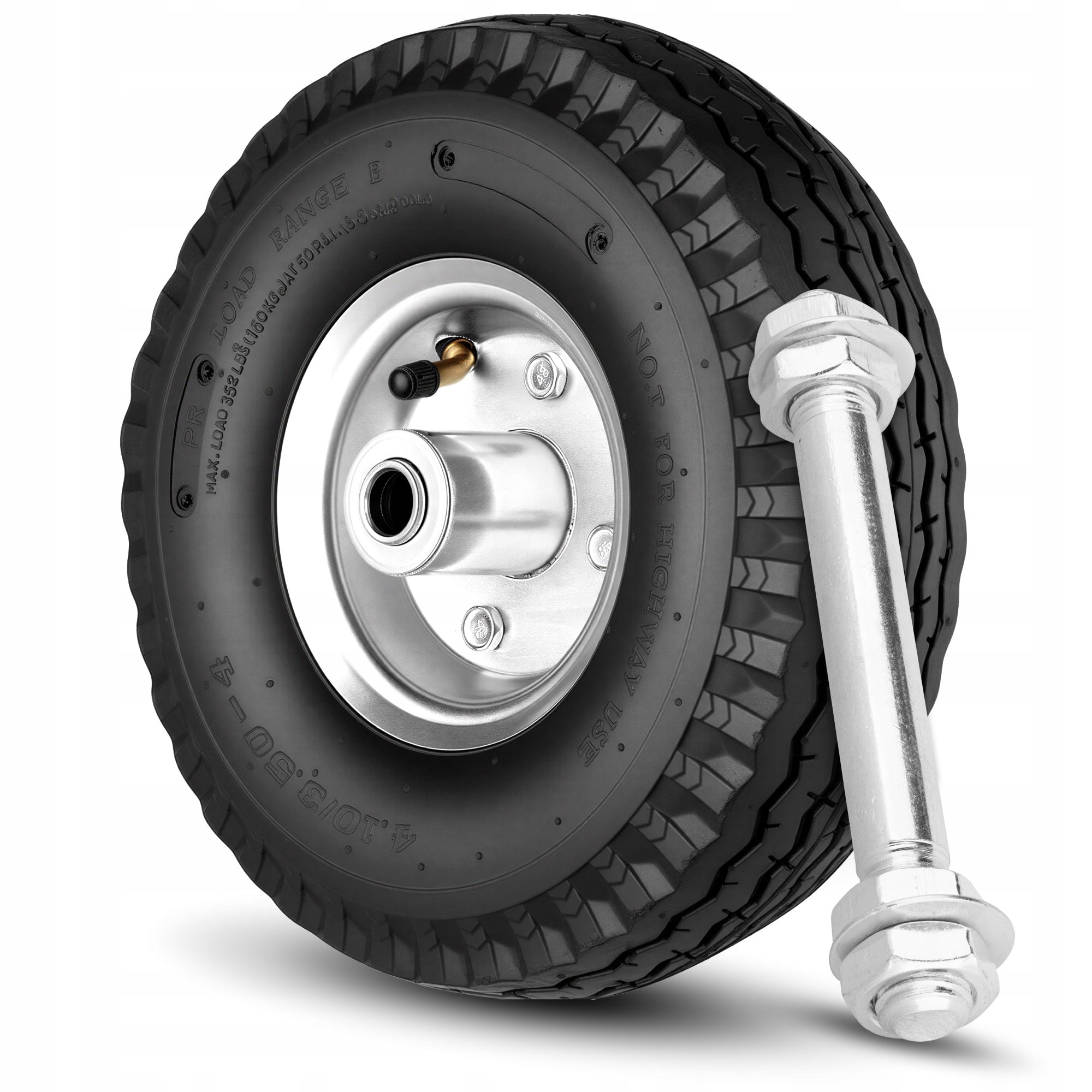 INNER TUBE WHEEL FOR WHEELBARROW 4.10/3.50-4 350-4 3504 FI 16 MM PUMPED + AXLE