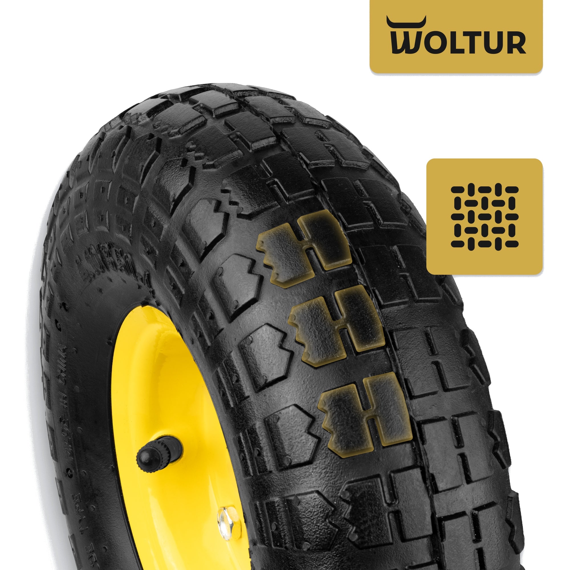 INNER TUBE WHEEL FOR WHEELBARROW TROLLEY 3.50-4 350-4 3504 FI 16 MM PUMPED Brand Woltur