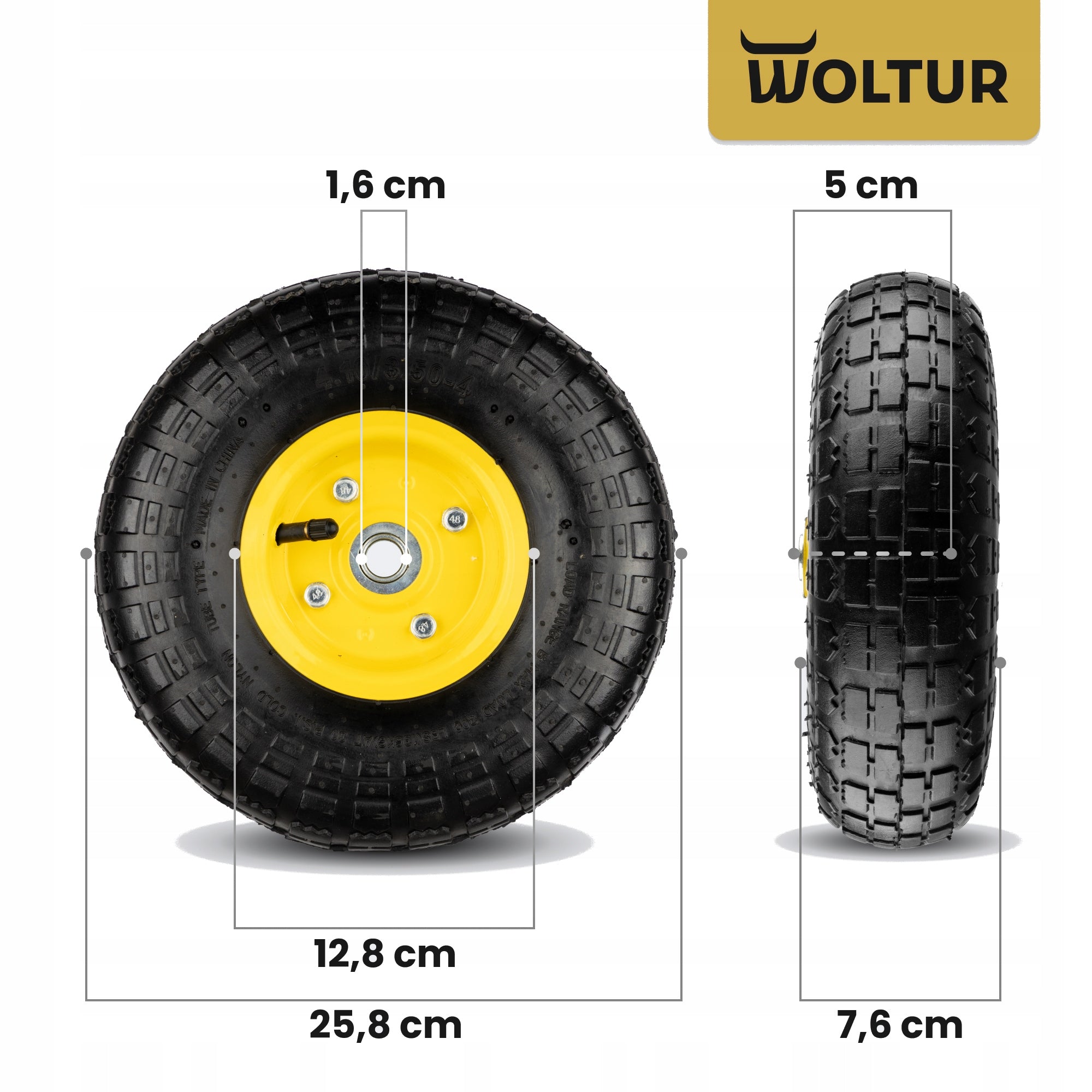 INNER TUBE WHEEL FOR WHEELBARROW TROLLEY 3.50-4 350-4 3504 FI 16 MM PUMPED Manufacturer code KoPn3504-16-01