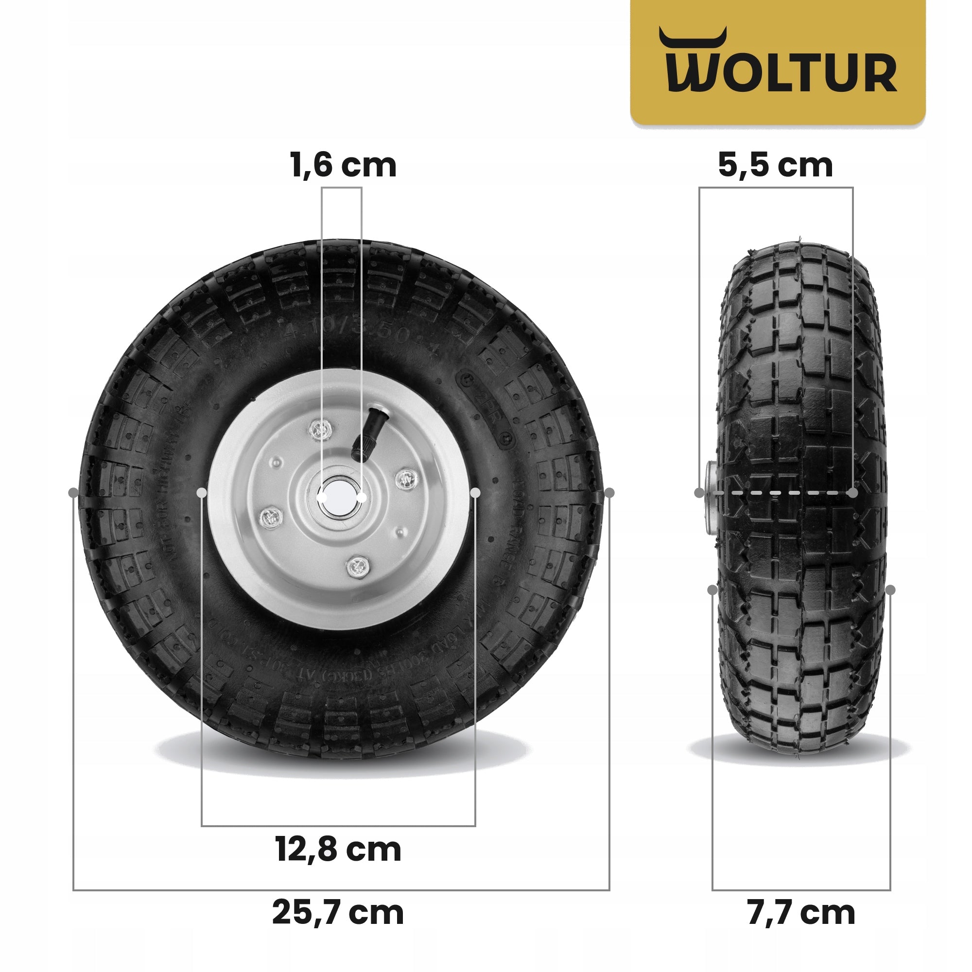 INNER TUBE WHEEL FOR WHEELBARROW TROLLEY 4.10/3.50-4 350-4 3504 FI 16 MM PUMPED Manufacturer code KoPn3504-16-03