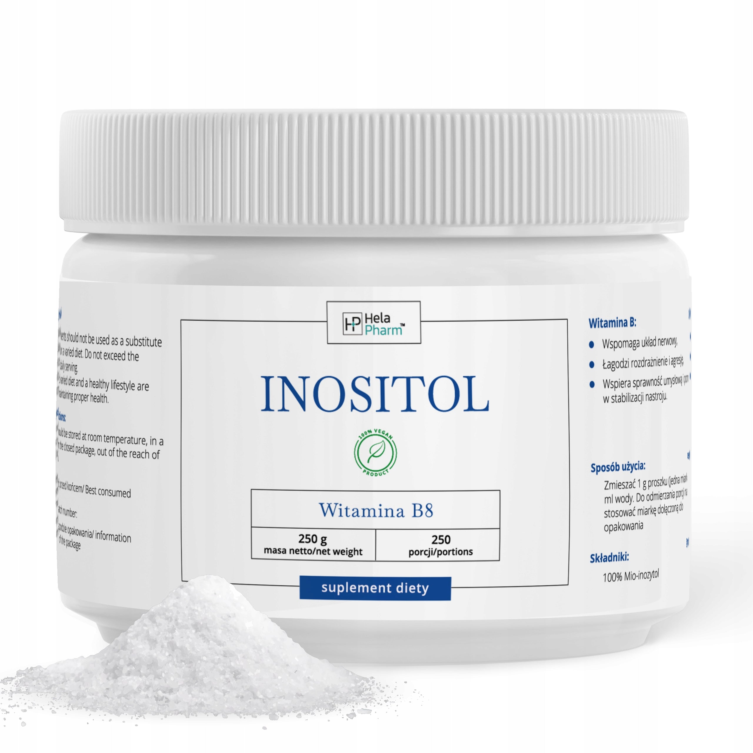 INOSITOL 100% Powder Vitamin B8 NERVOUS SYSTEM 250g VEGE